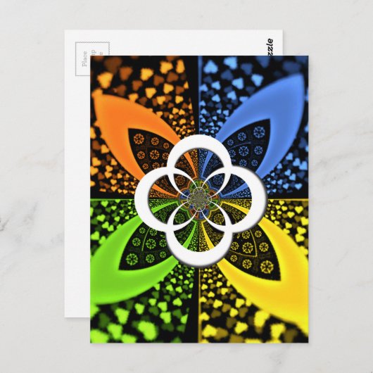 Iridescent Hearts Seamless Polka Dot Abstracte kun Briefkaart (Voorkant / Achterkant)