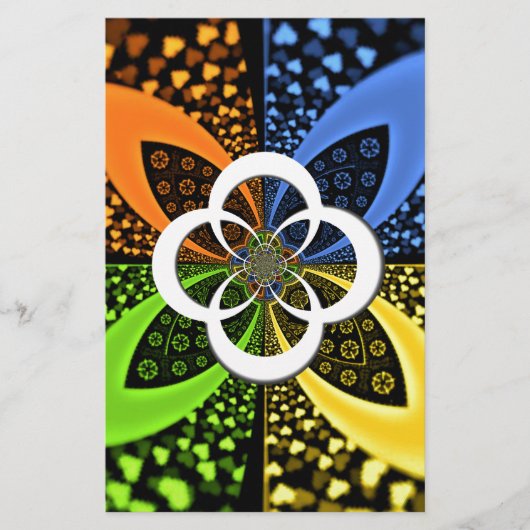 Iridescent Hearts Seamless Polka Dot Abstracte kun Briefpapier (Voorkant)