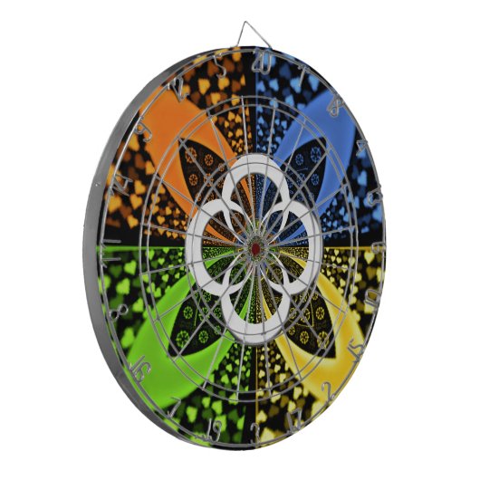 Iridescent Hearts Seamless Polka Dot Abstracte kun Dartbord (Voorkant Links)