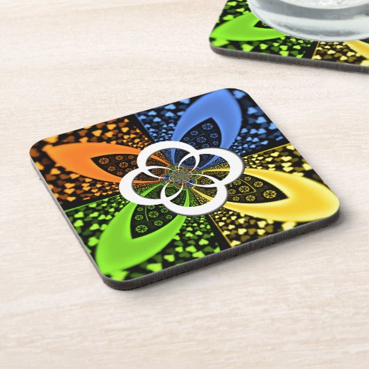 Iridescent Hearts Seamless Polka Dot Abstracte kun Drankjes Onderzetter (Linkerzijde)