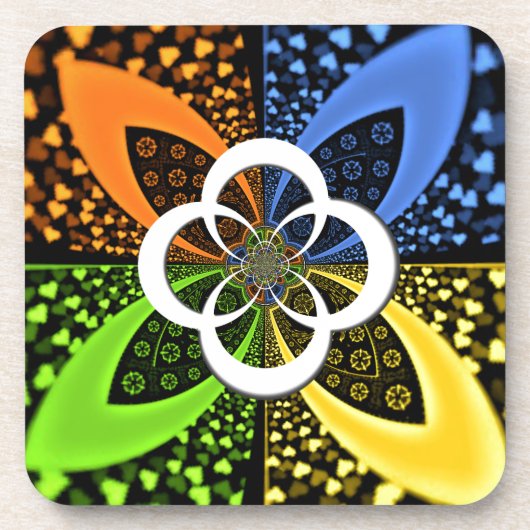 Iridescent Hearts Seamless Polka Dot Abstracte kun Drankjes Onderzetter (Voorkant)