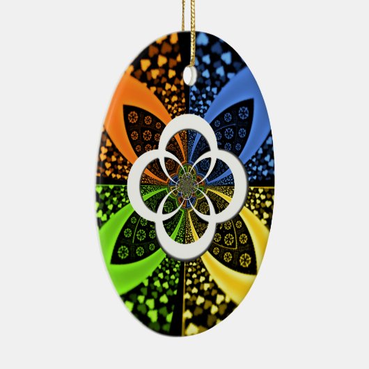 Iridescent Hearts Seamless Polka Dot Abstracte kun Keramisch Ornament (Rechts)
