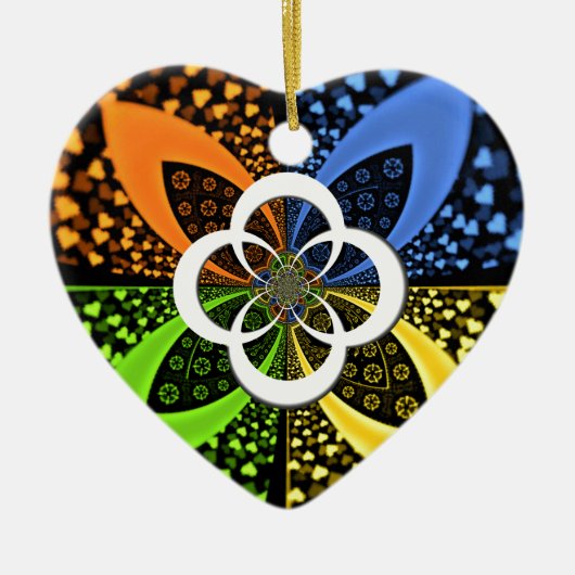 Iridescent Hearts Seamless Polka Dot Abstracte kun Keramisch Ornament (Voorkant)