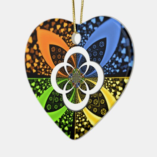 Iridescent Hearts Seamless Polka Dot Abstracte kun Keramisch Ornament (Links)