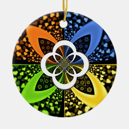 Iridescent Hearts Seamless Polka Dot Abstracte kun Keramisch Ornament (Voorkant)