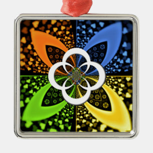 Iridescent Hearts Seamless Polka Dot Abstracte kun Metalen Ornament