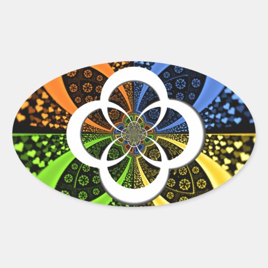 Iridescent Hearts Seamless Polka Dot Abstracte kun Ovale Sticker (Voorkant)