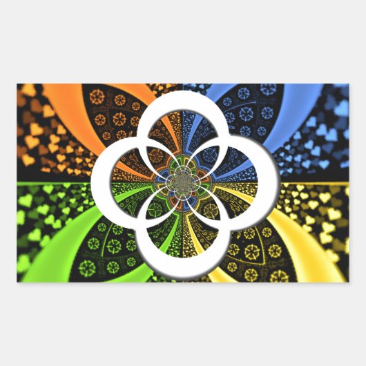 Iridescent Hearts Seamless Polka Dot Abstracte kun Rechthoekige Sticker (Voorkant)