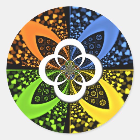 Iridescent Hearts Seamless Polka Dot Abstracte kun Ronde Sticker (Voorkant)