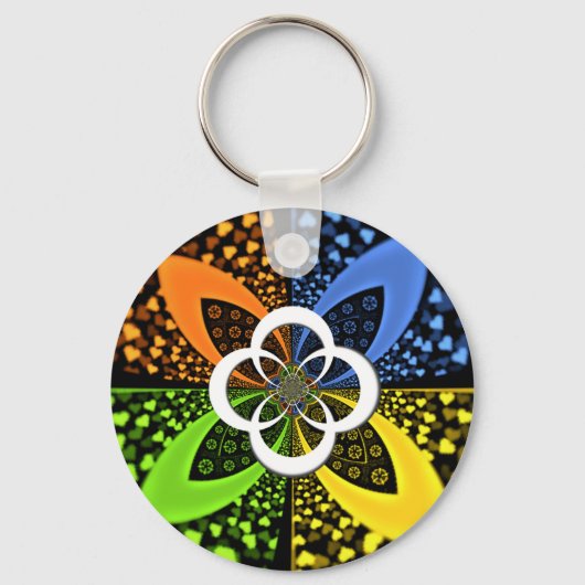 Iridescent Hearts Seamless Polka Dot Abstracte kun Sleutelhanger (Voorkant)