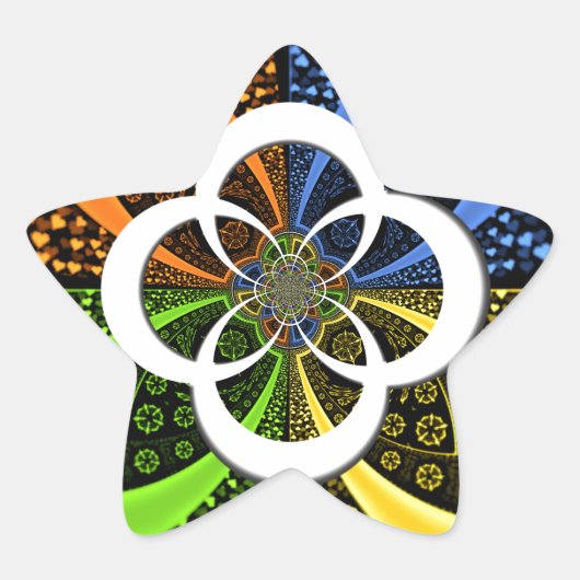 Iridescent Hearts Seamless Polka Dot Abstracte kun Ster Sticker (Voorkant)