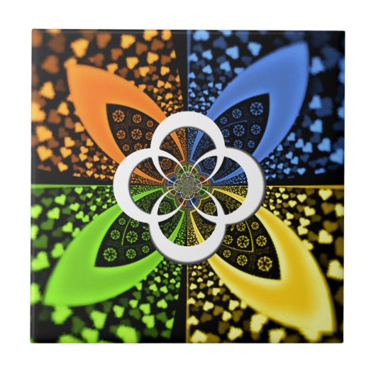 Iridescent Hearts Seamless Polka Dot Abstracte kun Tegeltje (Voorkant)