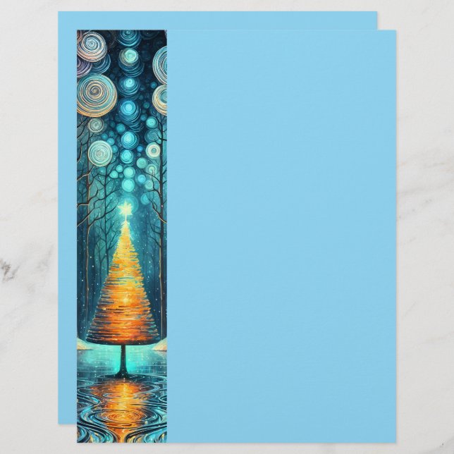 Iridescent Holiday Dream 🎄 Gloeiende kerstboom Briefhoofd (Voorkant / Achterkant)