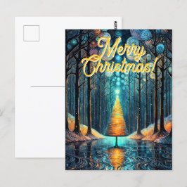 Iridescent Holiday Dream 🎄 Gloeiende kerstboom Briefkaart