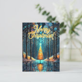 Iridescent Holiday Dream 🎄 Gloeiende kerstboom Briefkaart (Staand voorkant)