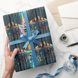 Iridescent Holiday Dream 🎄 Gloeiende kerstboom Cadeaupapier