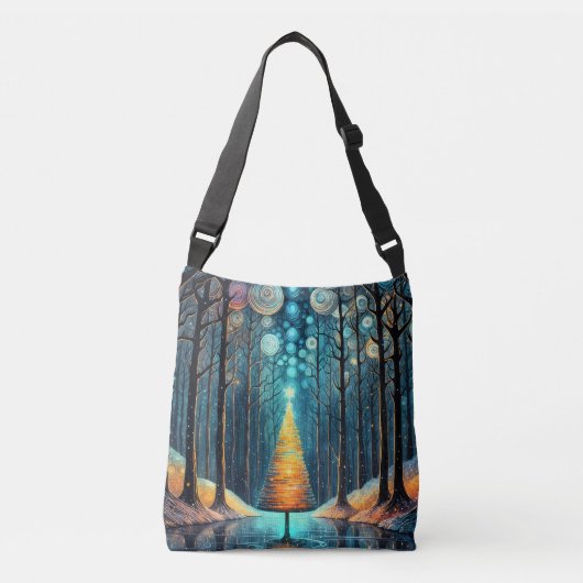 Iridescent Holiday Dream 🎄 Gloeiende kerstboom Crossbody Tas (Voorkant)