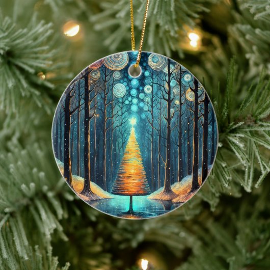 Iridescent Holiday Dream 🎄 Gloeiende kerstboom Keramisch Ornament (Boom)