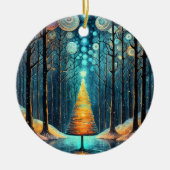 Iridescent Holiday Dream 🎄 Gloeiende kerstboom Keramisch Ornament (Voorkant)