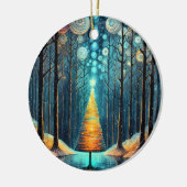 Iridescent Holiday Dream 🎄 Gloeiende kerstboom Keramisch Ornament (Links)