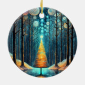 Iridescent Holiday Dream 🎄 Gloeiende kerstboom Keramisch Ornament (Achterkant)