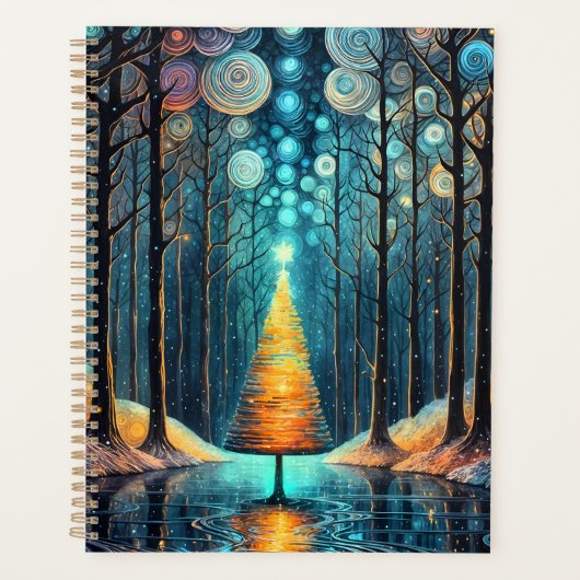 Iridescent Holiday Dream 🎄 Gloeiende kerstboom Planner (Voorkant)