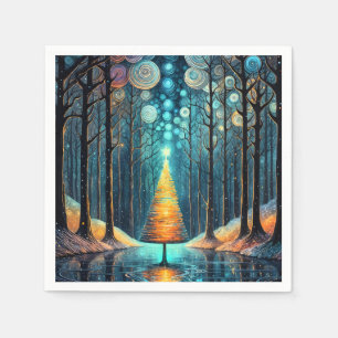 Iridescent Holiday Dream 🎄 Gloeiende kerstboom Servet