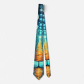 Iridescent Holiday Dream 🎄 Gloeiende kerstboom Stropdas (Voorkant)
