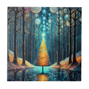 Iridescent Holiday Dream 🎄 Gloeiende kerstboom Tegeltje
