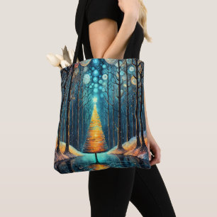 Iridescent Holiday Dream 🎄 Gloeiende kerstboom Tote Bag