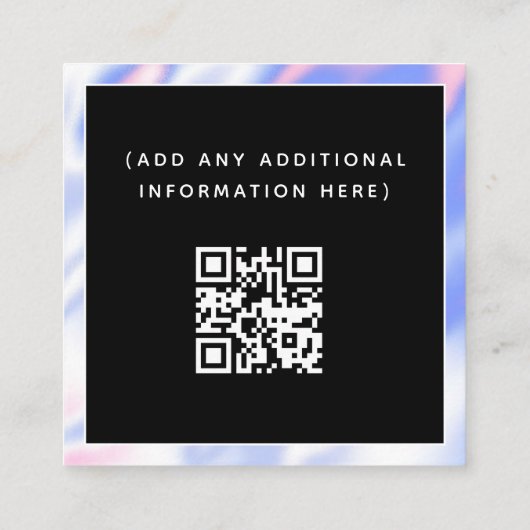 Iridescent Hologradiënt Sociale media QR Code Vierkante Visitekaartje (Achterkant)