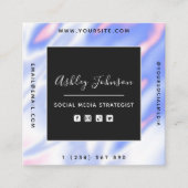 Iridescent Hologradiënt Sociale media QR Code Vierkante Visitekaartje (Voorkant)