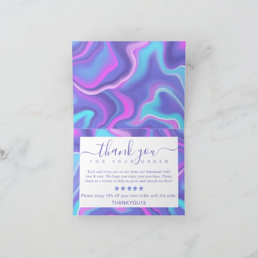 Iridescent Holographic Bedankt voor uw bestelling (Binnen)