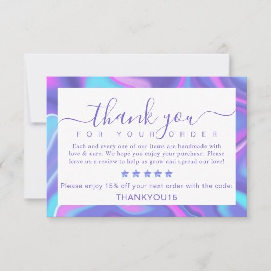 Iridescent Holographic Bedankt voor uw bestelling (Voorkant)