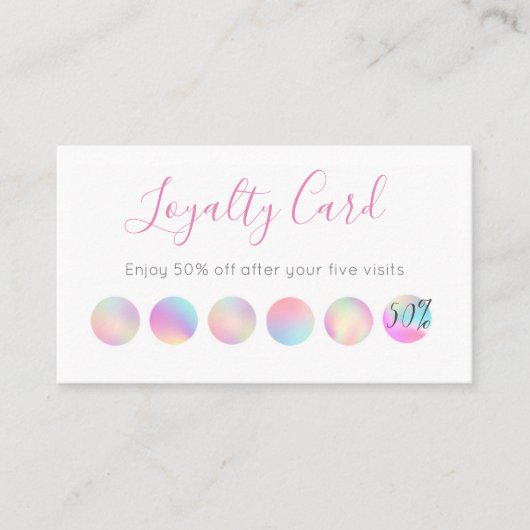 Iridescent Holographic Design Loyalty-kaart Klantenkaartje (Voorkant)
