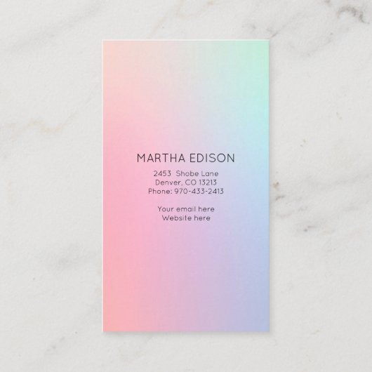 Iridescent Holographic Design Visitekaartje (Achterkant)