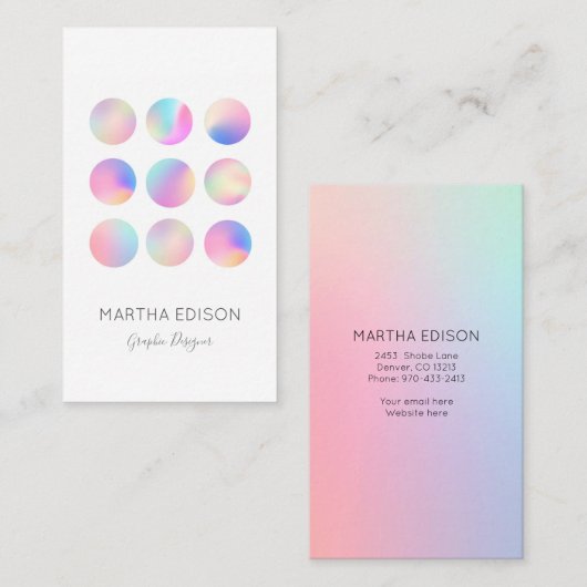 Iridescent Holographic Design Visitekaartje (Voorkant / Achterkant)