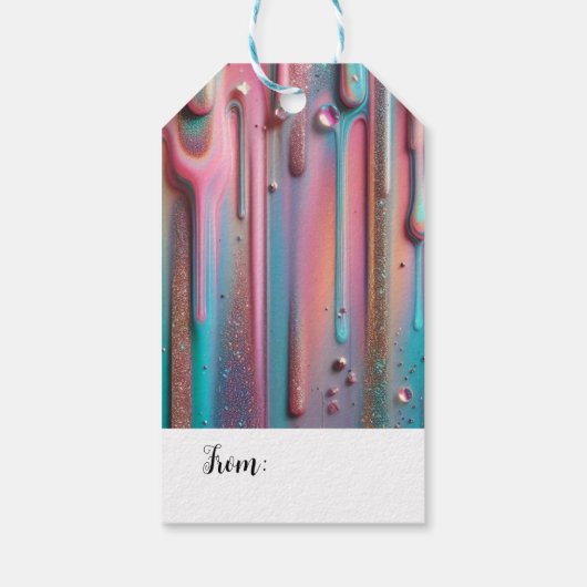Iridescent Holographic Drip Gift Label Cadeaulabel (Achterkant)