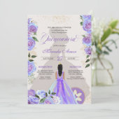 Iridescent Holographic Fancy Charro Quinceanera Kaart (Staand voorkant)