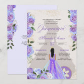 Iridescent Holographic Fancy Charro Quinceanera Kaart (Voorkant / Achterkant)