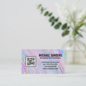 Iridescent Holographic Folie Pastel | QR-code Visitekaartje (Staand voorkant)