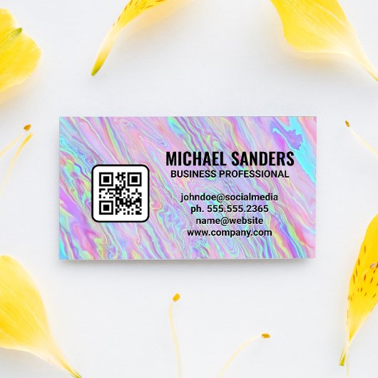 Iridescent Holographic Folie Pastel | QR-code Visitekaartje