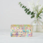 Iridescent Holographic Glitter Drip Credit Style B Visitekaartje (Staand voorkant)
