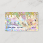 Iridescent Holographic Glitter Drip Credit Style Visitekaartje (Voorkant)