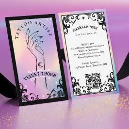 Iridescent Holographic Gothic Body Tattoo Artist Visitekaartje