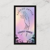 Iridescent Holographic Gothic Tattoo Artist Visitekaartje (Voorkant)