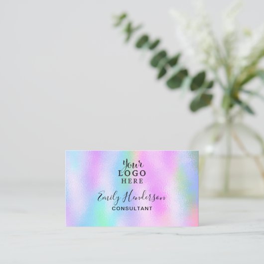 Iridescent Holographic Gradient Girale Uw Logo Visitekaartje (Staand voorkant)