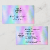 Iridescent Holographic Gradient Girale Uw Logo Visitekaartje (Voorkant / Achterkant)