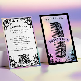 Iridescent holographic Hair Stylist Beauty Salon Visitekaartje