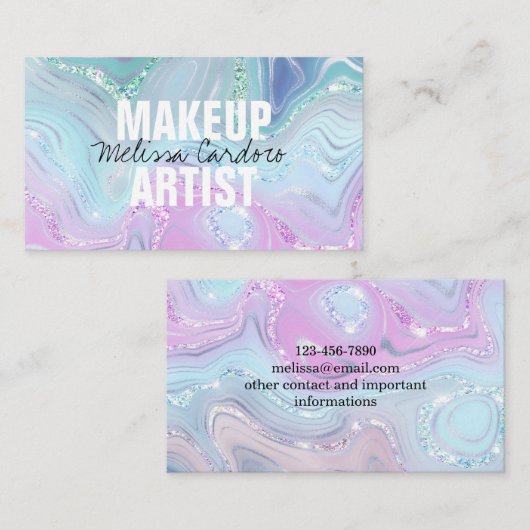 Iridescent Holographic Marble Mode Visitekaartje (Voorkant / Achterkant)